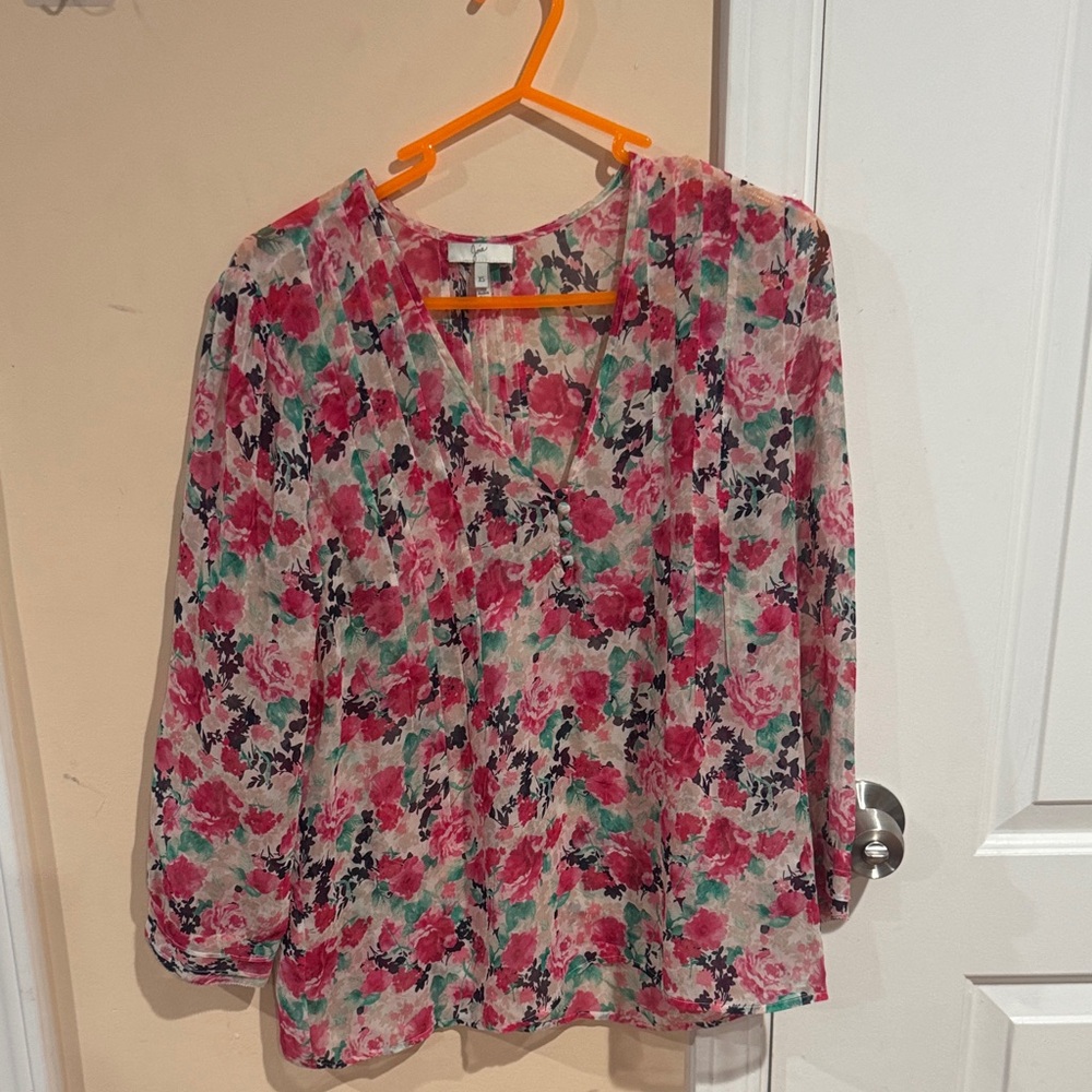 Joie Multicolor Floral V-Neck Blouse